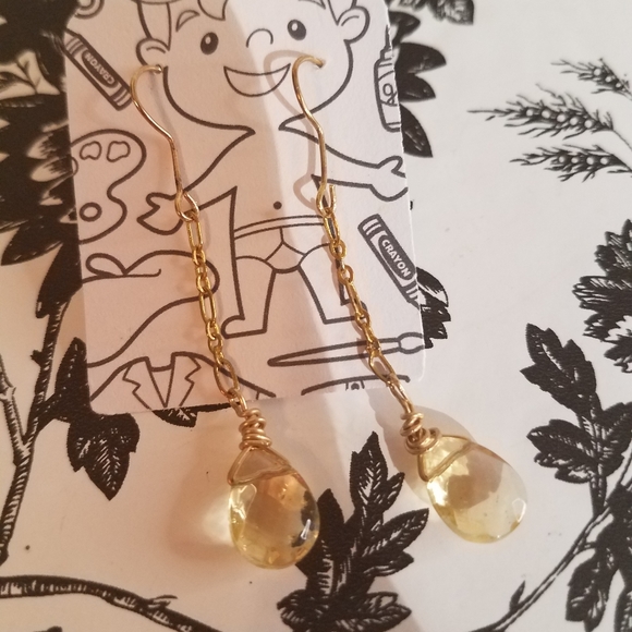 Handmade Jewelry - Chain drop yellow earring jy7